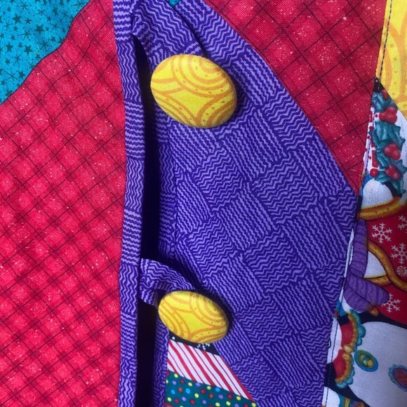 Vintage Handcrafted Patchwork Jacket Womens L Snowman Quilted Holiday Dirty Sant - Picture 5 of 11